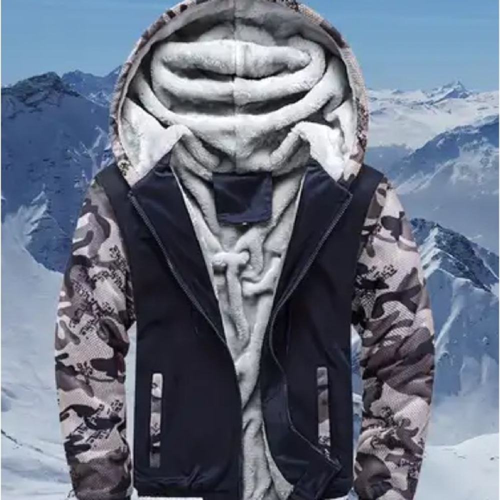 Camouflage Sleeve Hooded Jacket